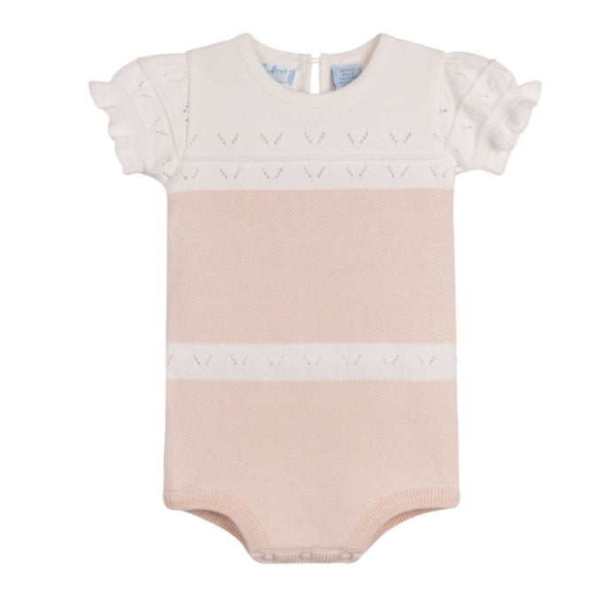 Girls Pointelle Contrast Knit Romper