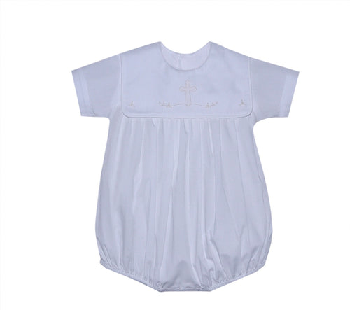 White Ellis Boy Bubble with Cross