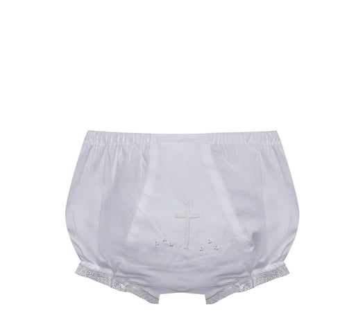White Landon Diaper Cover, Ecru Cross