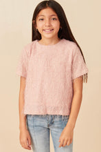 Girls Textured Stringy Short Sleeve Top
