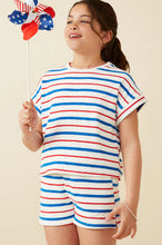 Girls Multiple Stripe Elastic Waist Terry Shorts