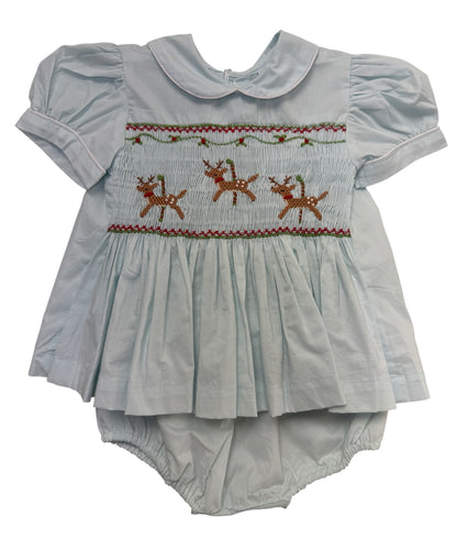 Reindeer Smock Girl Bloomer Set
