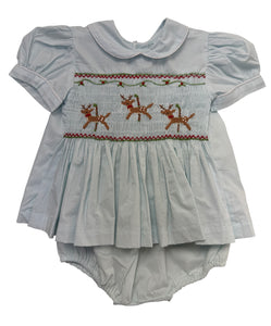 Reindeer Smock Girl Bloomer Set