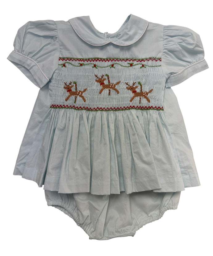 Reindeer Smock Girl Bloomer Set