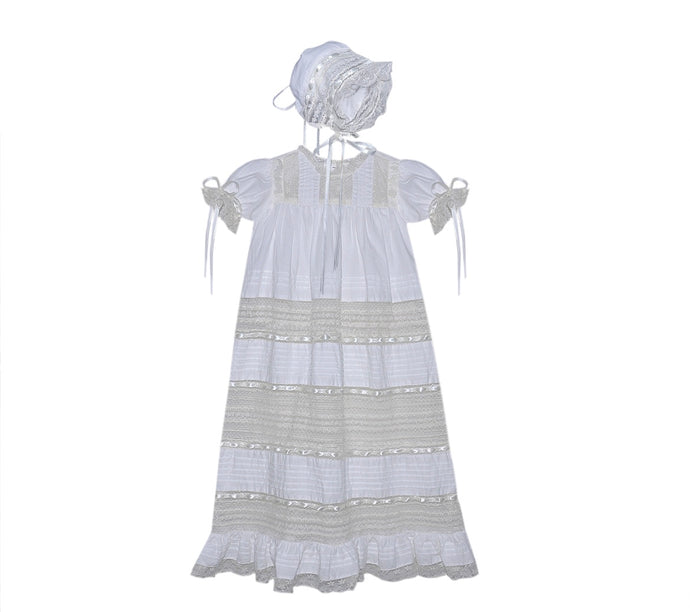 White Taylor Christening Gown Ecru Lace