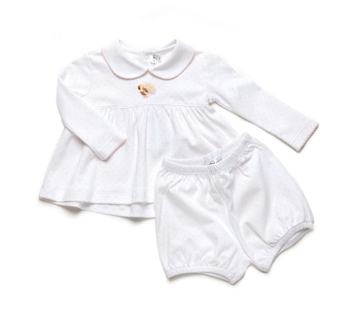 Pink Feather Turkey Pima Bloomer Set