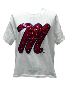 Kids Licensed Ole Miss Sequin Flower Tee
