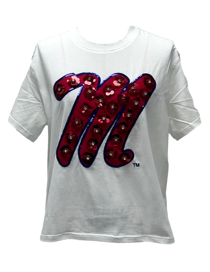 Kids Licensed Ole Miss Sequin Flower Tee