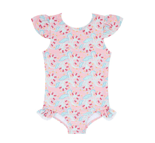 girls bluebells ruffle cup sleeve rashguard