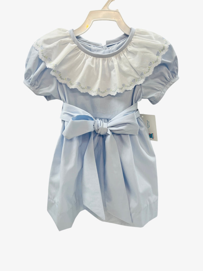 Charlotte Dress Blue Pima Lace Collar
