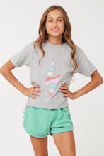 HEATHER GREY SHORT SLEEVE TEE W/ BOLT EMBROIDERY
