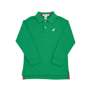 Long Sleeve Prim & Proper Polo Kiawah Kelly Green with Worth Avenue White Stork