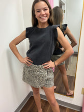 Girls Washed Ribbed Flutter Sleeve Knit Tank