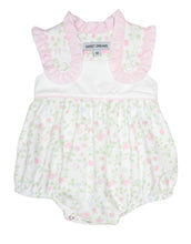 Pink Ruffle Shoulder Floral Print Bubble