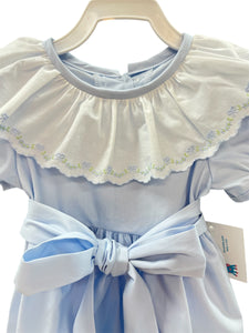 Charlotte Dress Blue Pima Lace Collar