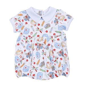 School Day Sweetness Collared Short Sleeve Bubble - Light Blue