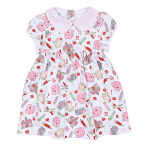 School Day Sweetness Collared Short Sleeve Dress - Pink