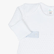 Paty Knit Blue Overlap Shoulder Gown (Gingham Tabs) 115GHM