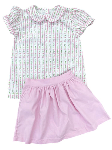 Cece Skirt Set, Pink Floral Cord