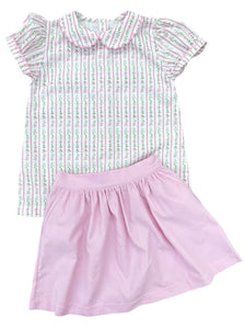 Cece Skirt Set, Pink Floral Cord