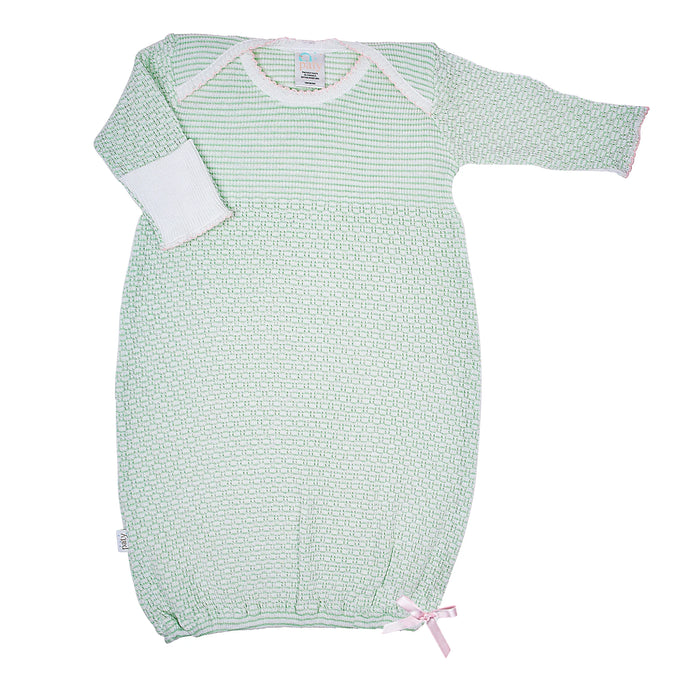 Paty Knit Overlap Shoulder Gown Mint with Pink, No Bow #215X