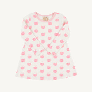Long Sleeve Polly Play Dress Vintage Prep Pumpkin Pails with Sandpearl Pink