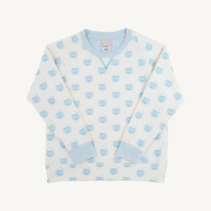 Cassidy Comfy Crewneck Vintage-Prep Pumpkin Pails with Buckhead Blue