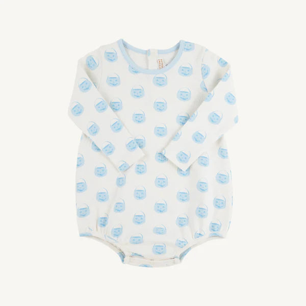Long Sleeve Patton Play Bubble Vintage Prep Pumpkin Pails with Buckhead Blue
