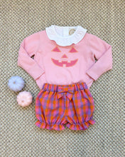 Isabelle's Intarsia Sweater Sandpearl Pink with Pumpkin Face