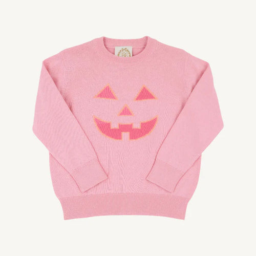 Isabelle's Intarsia Sweater Sandpearl Pink with Pumpkin Face