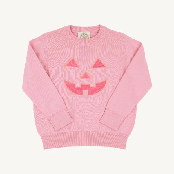 Isabelle's Intarsia Sweater Sandpearl Pink with Pumpkin Face