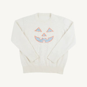 Isaac's Intarsia Sweater Palmetto Pearl with Pumpkin Face