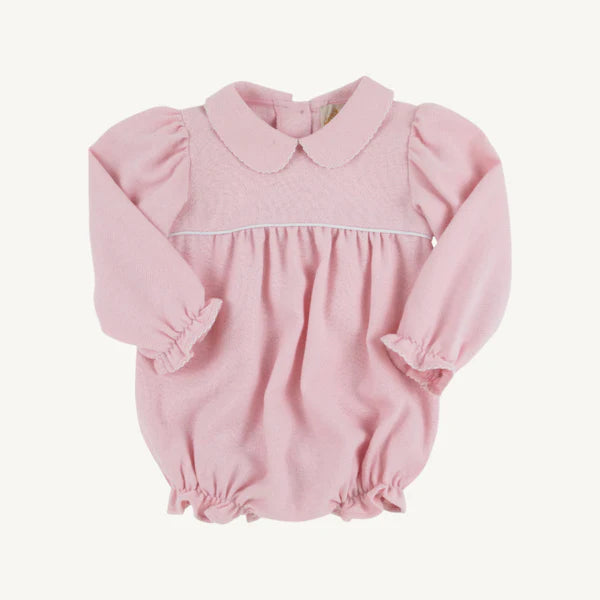 Long Sleeve Britt Bubble Sandpearl Pink Herringbone with Worth Avenue White