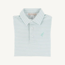 Long Sleeve Prim & Proper Polo 
Old Greenwich Green Stripe with Tonal Stork