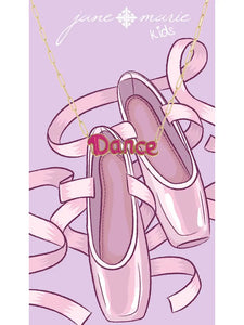 Kids 14" Pink Enamel "Dance" Necklace, 3" Ext.