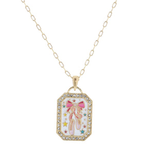 Kids 14" Multi Enamel Ballerina Slippers Necklace, 2" Ext.