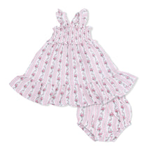 Winding Roses Stripe Smocked Ruffle Sundress