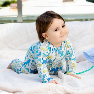 It's A Paw-Ty Blue modal magnetic grow with me convertible coverall