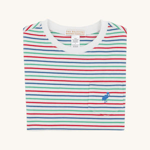 Carter Crewneck Simsbury Stripe with Wood Boat Blue Stork