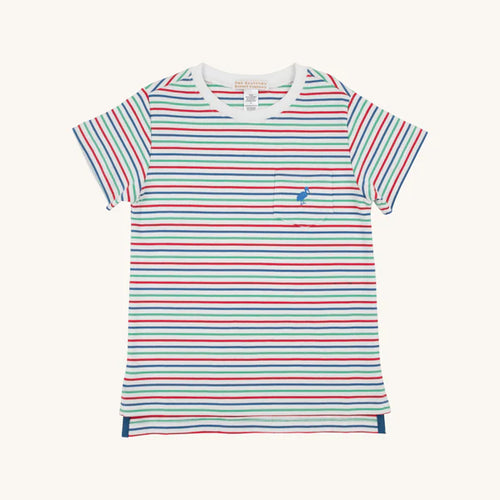 Carter Crewneck Simsbury Stripe with Wood Boat Blue Stork