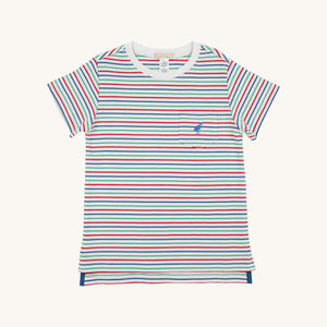 Carter Crewneck Simsbury Stripe with Wood Boat Blue Stork
