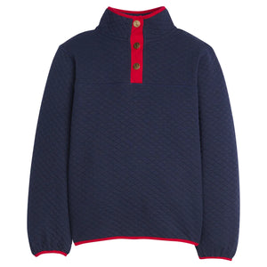 Classic Quilted Pullover Navy/Red