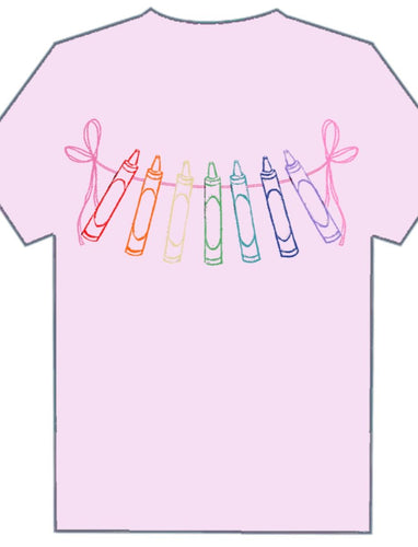 SS Pink Crayons with Bows T-Shirt