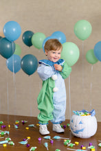 Happy Halloween Clown Costume (Romper) Grace Bay Green with Beale Street Blue Gingham