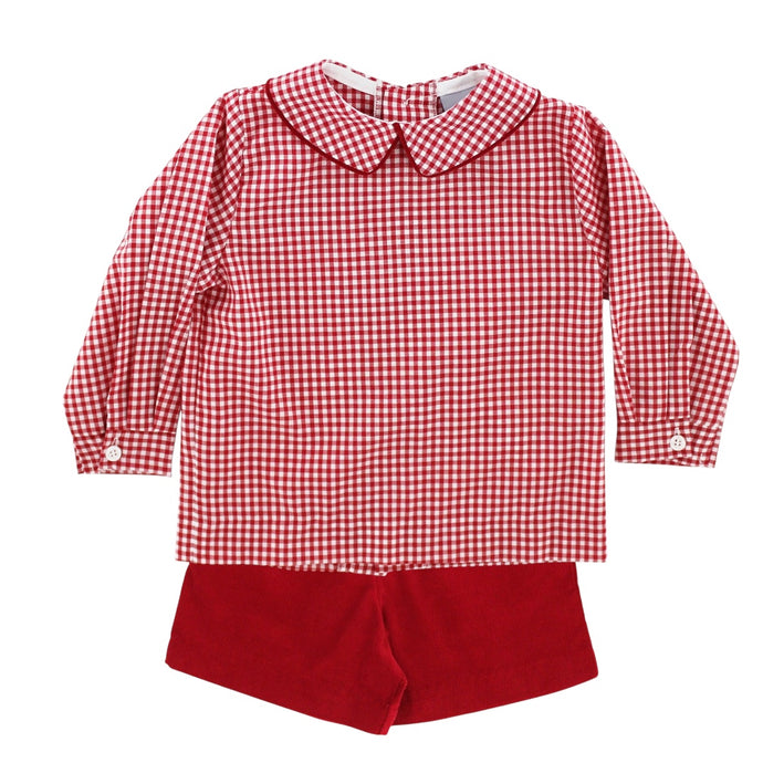 Boys Red Check Shirt and Short Set