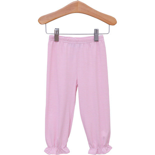 Girl Bloomer Pants-Light Pink Stripe Ruffle