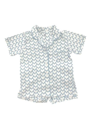 Short Sleeve/Shorts Lounge Set, Blue Hearts