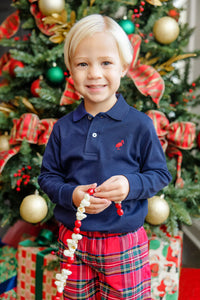 Long Sleeve Prim & Proper Polo Nantucket Navy with Richmond Red Stork
