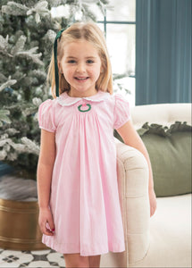 Sage Smocked Dress Pink Gingham, Wreath