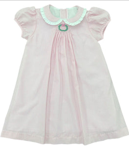 Sage Smocked Dress Pink Gingham, Wreath